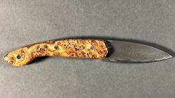 Couteau pliant l'ariégeois loupe-d'olivier damasteel par la coutellerie Savignac