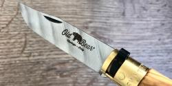 Couteau pliant Damas Old Bear taille M - manche 11 cm olivier