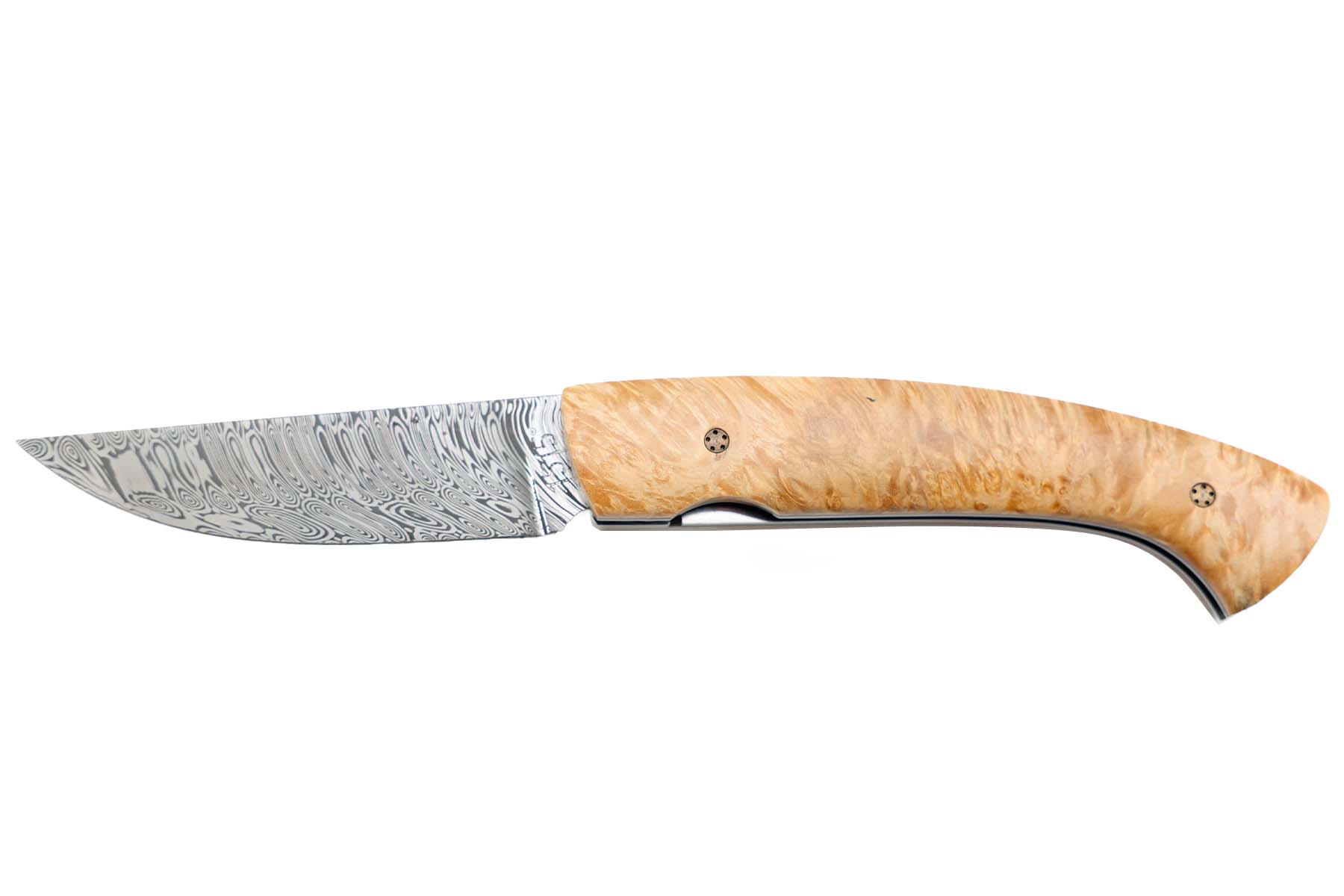 Couteau pliant artisanal Le 1515 - Manu Laplace Atelier 1515 - loupe d'érable ondé