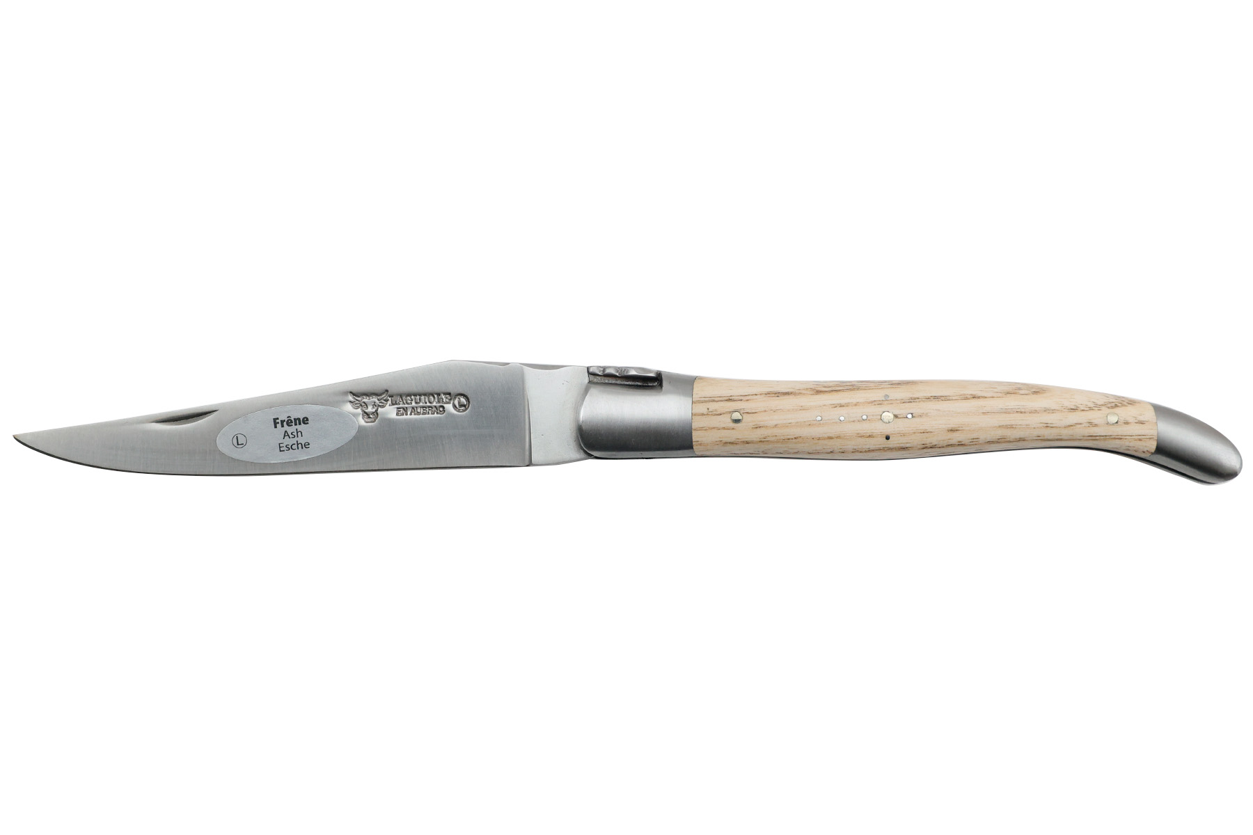 Couteau pliant Laguiole en Aubrac - 12 cm - manche en frêne