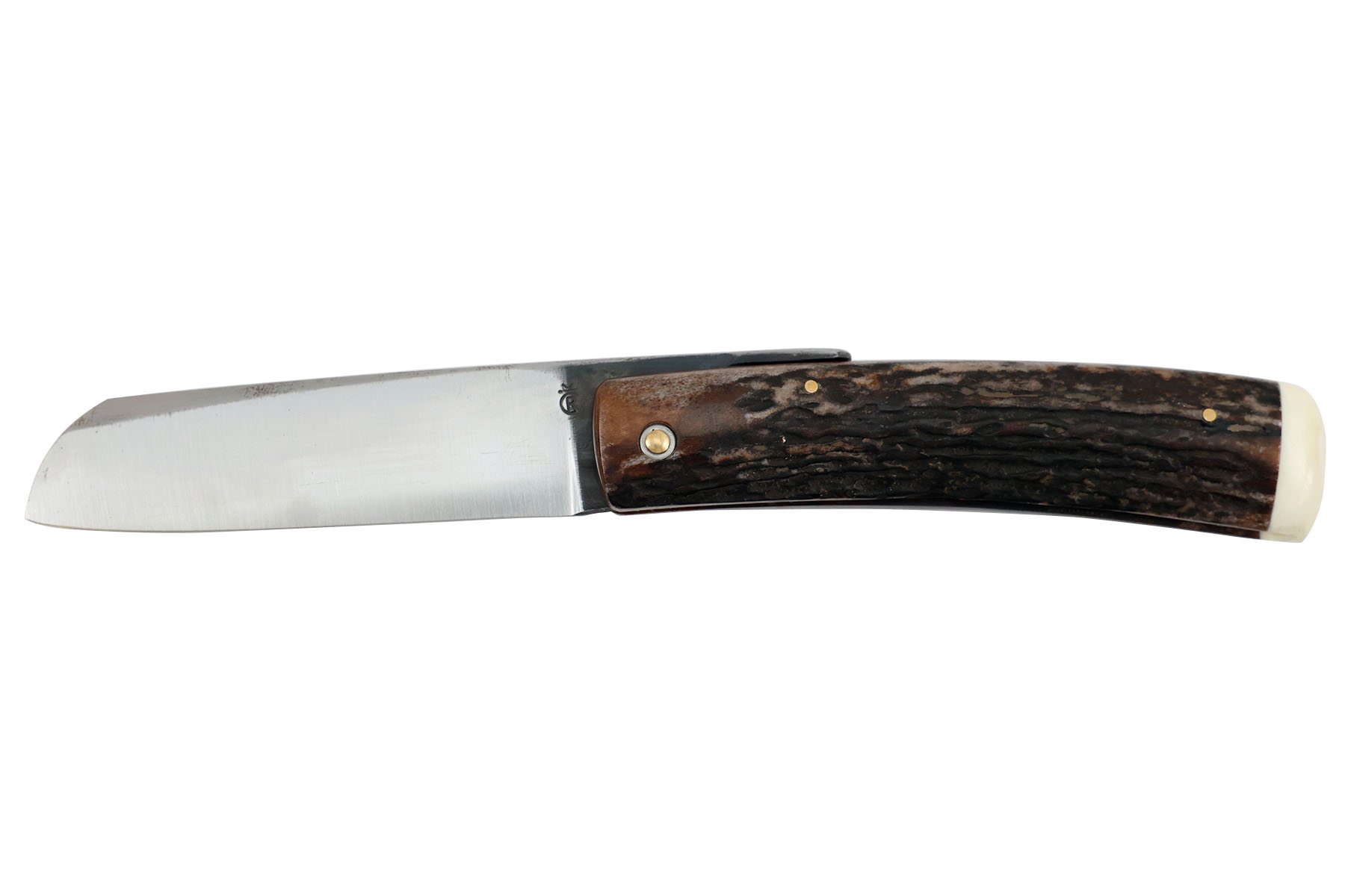 Couteau pliant artisanal piémontais de Richard Ciachera - bois de cerf et phacochère