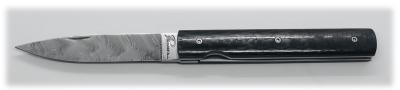 Couteau Perceval "Le Français" fibre de carbone à lame damas