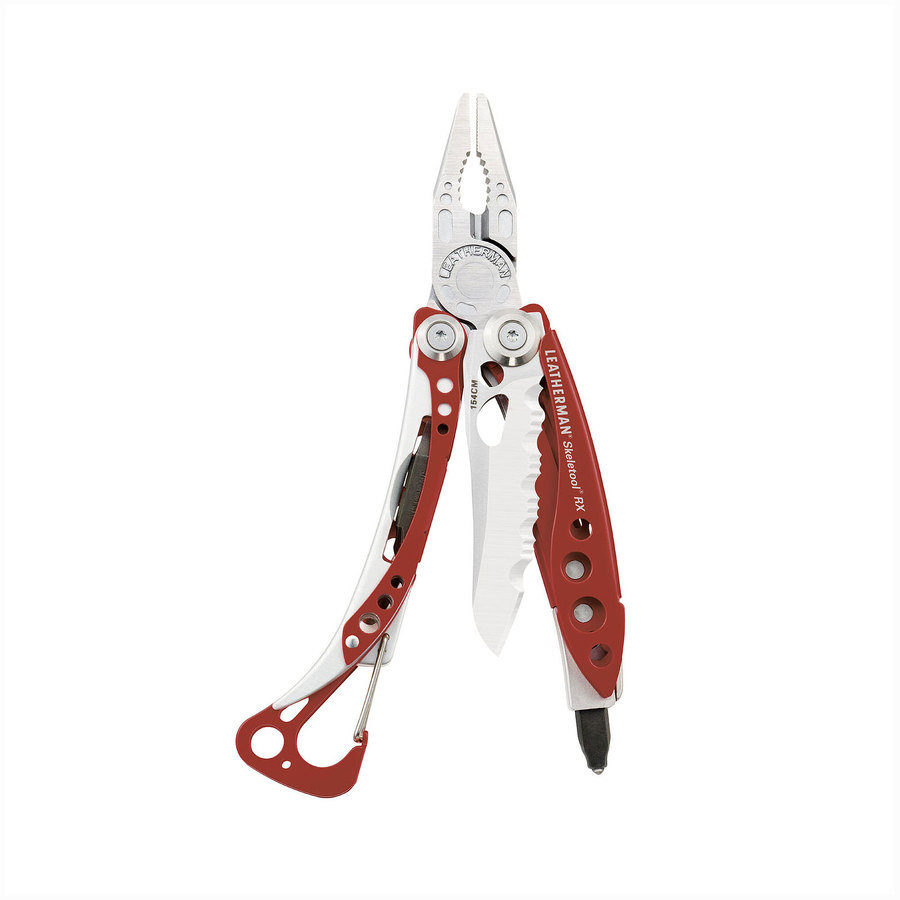 Couteau multifonctions LEATHERMAN Skeletool - manche inox avec mousqueton Rouge