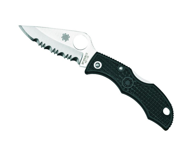 Couteau Spyderco Ladybug 3, lame à dents - manche 6 cm nylon noir