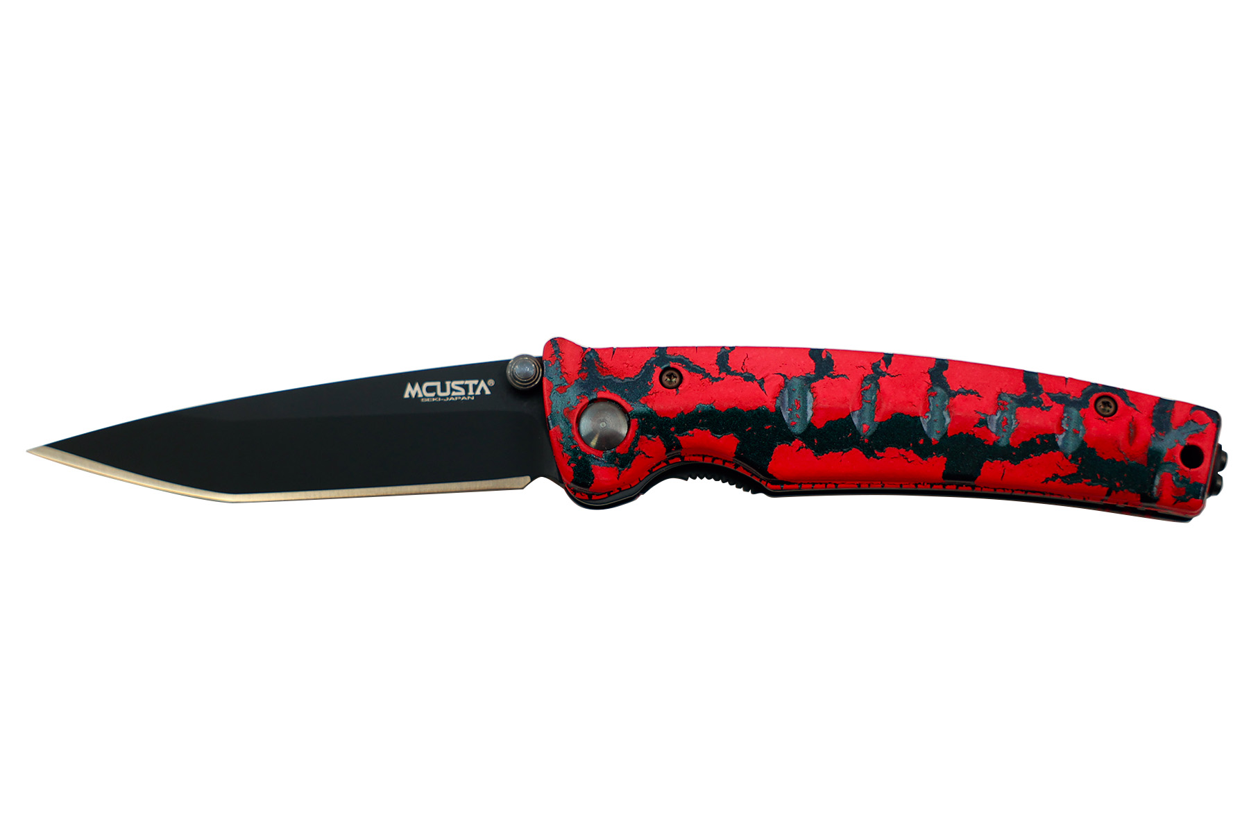 Couteau MCUSTA Katana - manche 11 cm aluminium anodisé noir/rouge