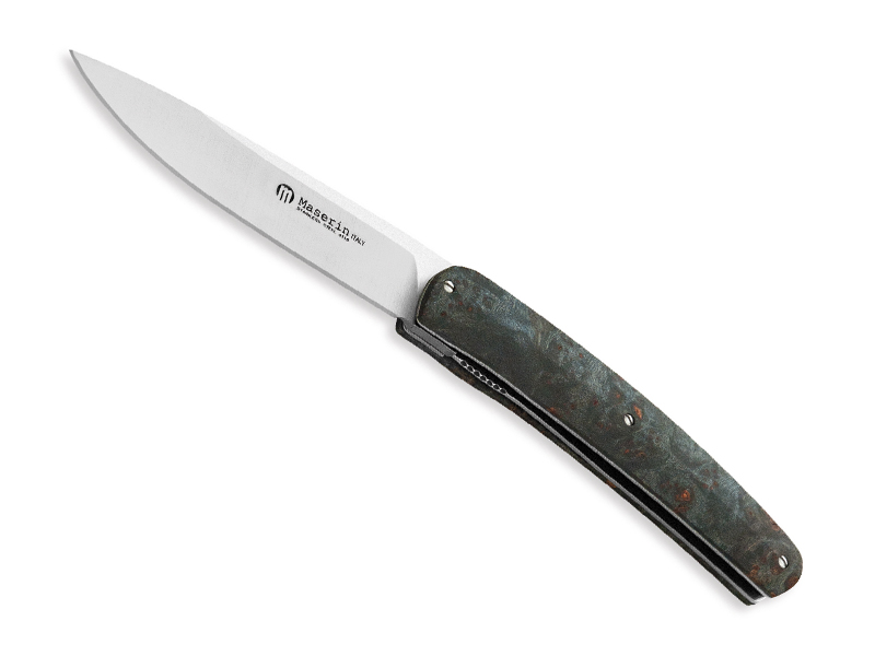 Couteau pliant  Maserin Gourmet - manche 12 cm érable stabilisé bleu marbré