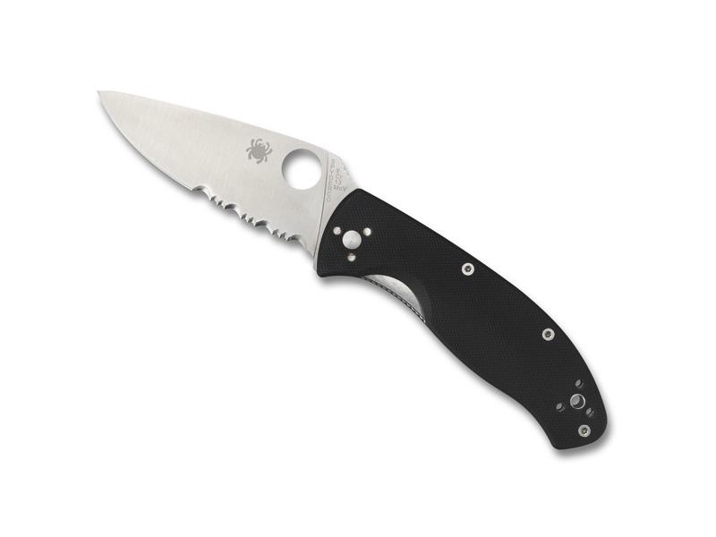 Couteau Spyderco Tenacious lame semi-dentée - manche 11 cm G10 noir