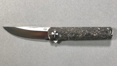 Couteau pliant Böker Plus " Kwaiken compact marble cf " - manche 9 cm fibre de carbone