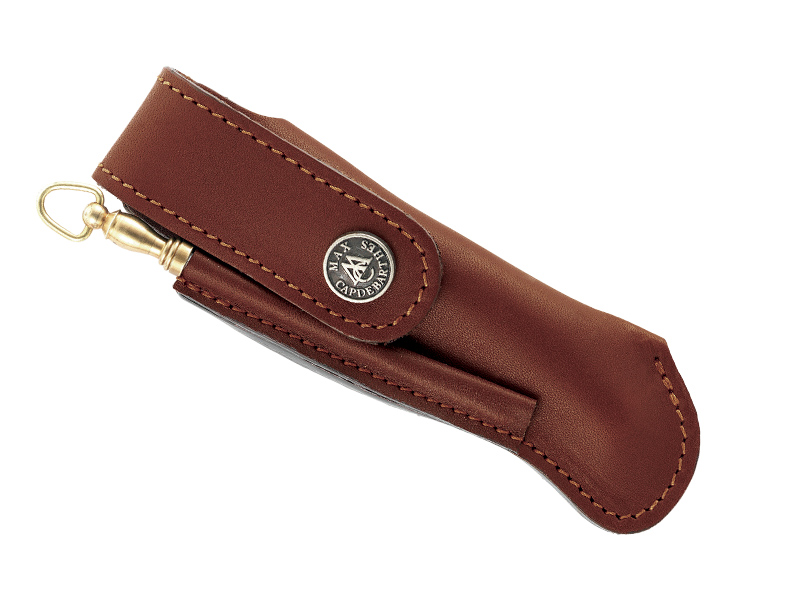 Étui en cuir marron + fusil Max Capdebarthes pour Laguiole de 12 cm