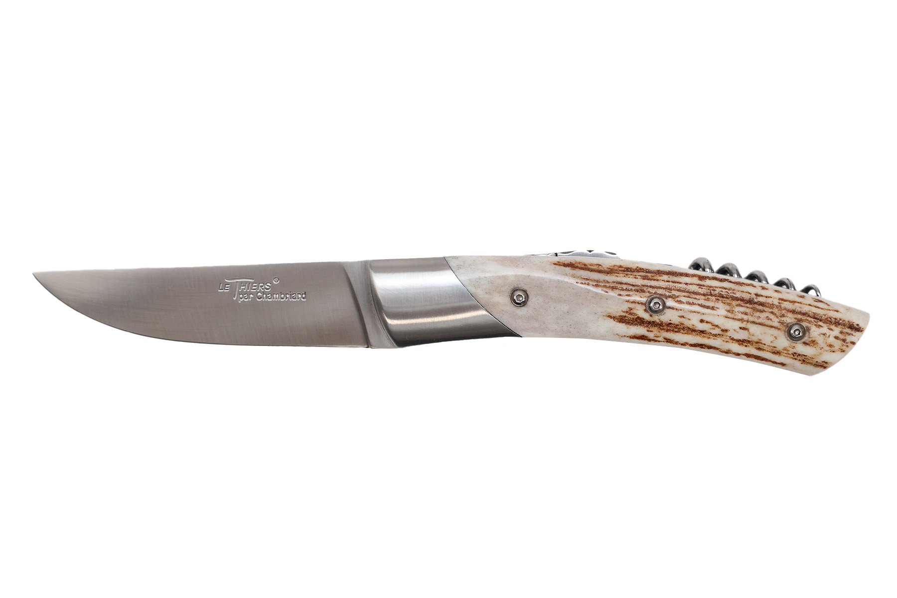 Couteau le Thiers par Chambriard "Trappeur" avec tire-bouchon - bois de cerf