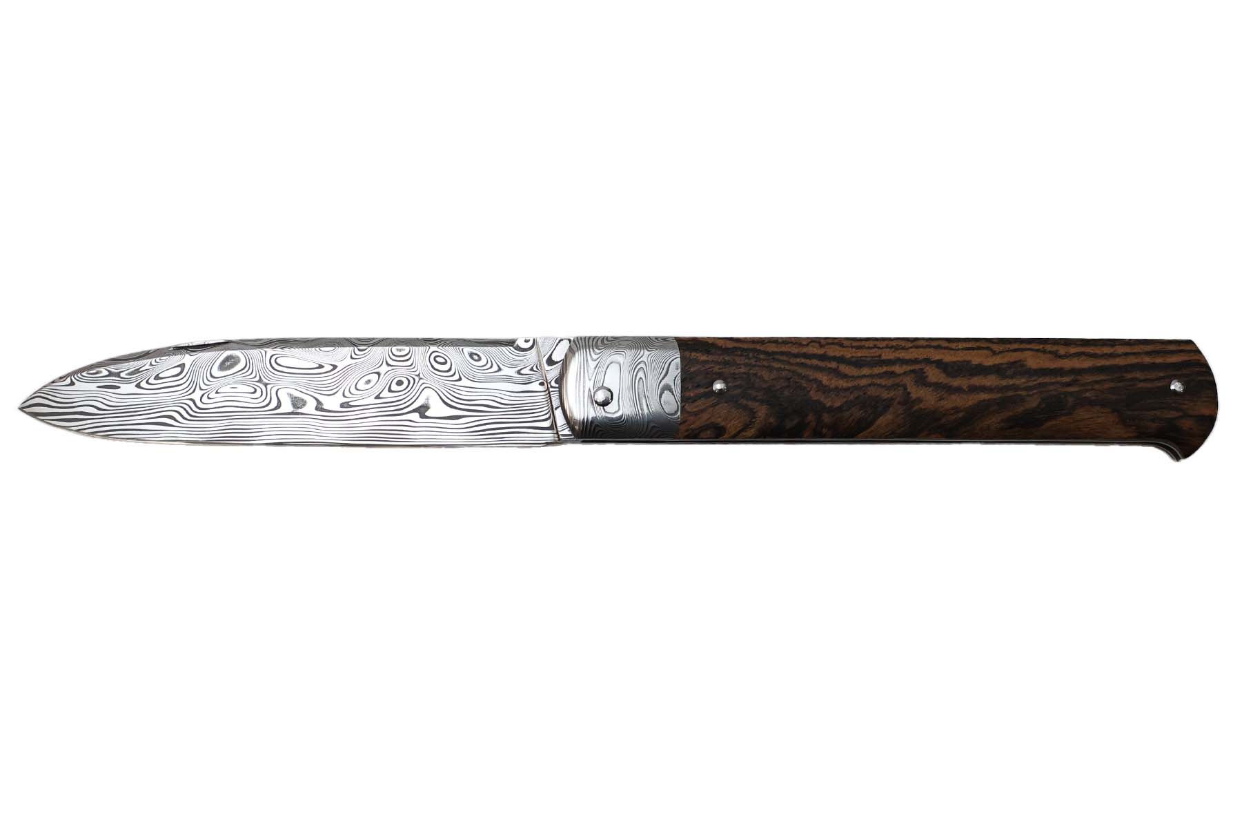 Couteau artisanal de jérôme Symphorien modèle Yssingeaux - Bocote damasteel