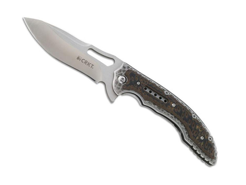 Couteau CRKT Fossil Compact - manche 11 cm inox martelé