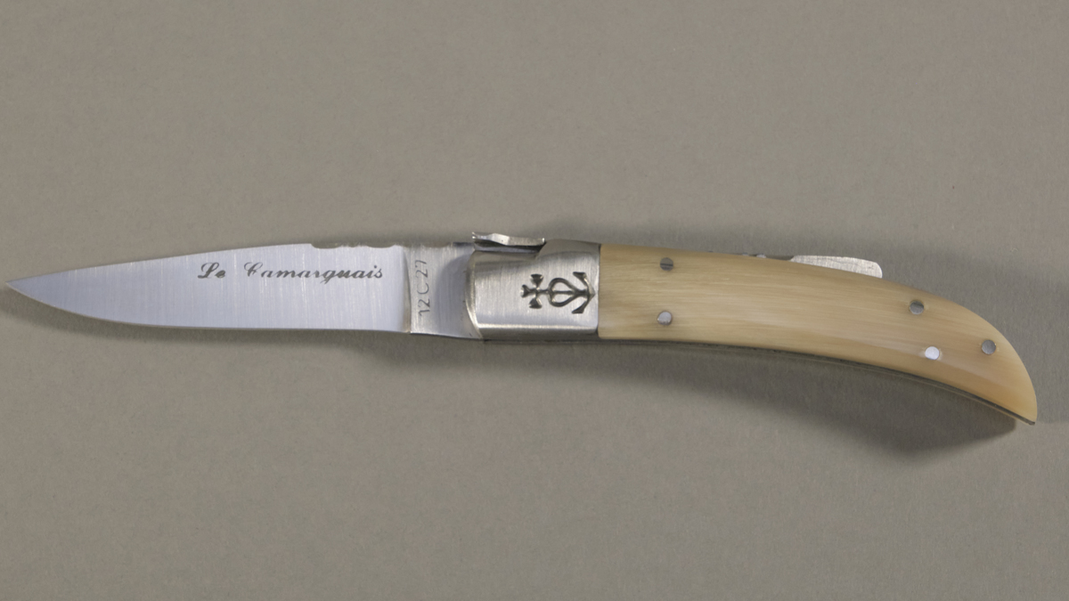 Couteau régional Le Camarguais n°10 trident forgé- 9 cm Corne de Bélier