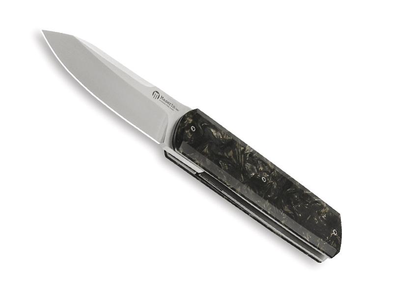 Couteau pliant Maserin Silver - manche 9,5 cm fibre de carbone marbrée