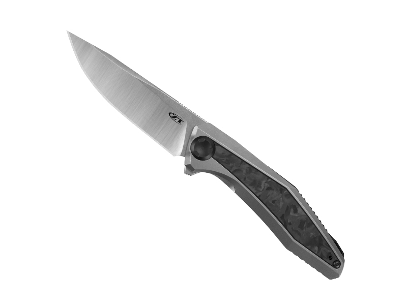 Couteau pliant Zéro Tolérance - manche 11 cm titanium finition « stonewashed » avec insert fibre de carbone