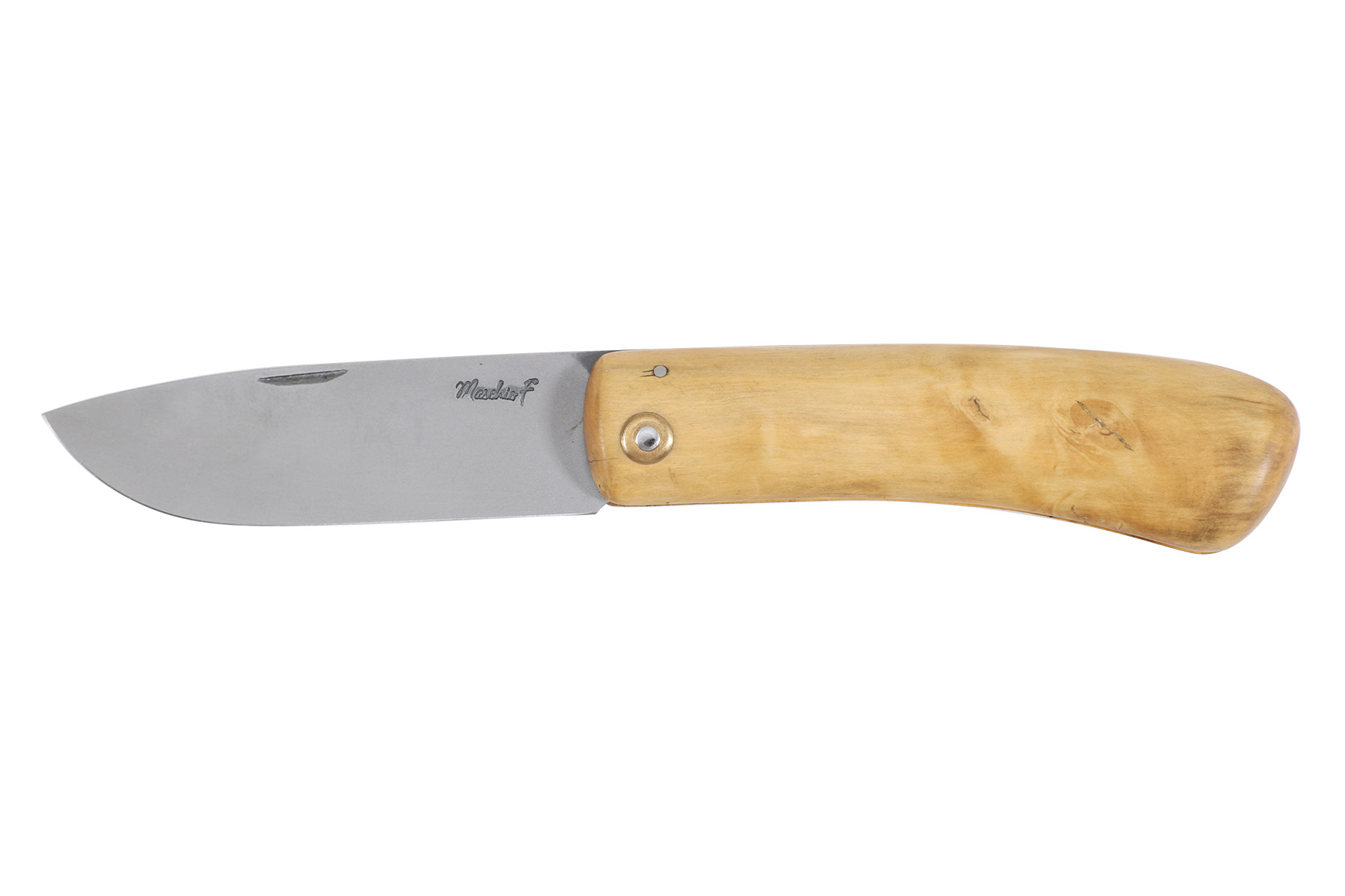 Couteau artisanal de Frédéric Maschio le Dodu - manche en loupe de Buis