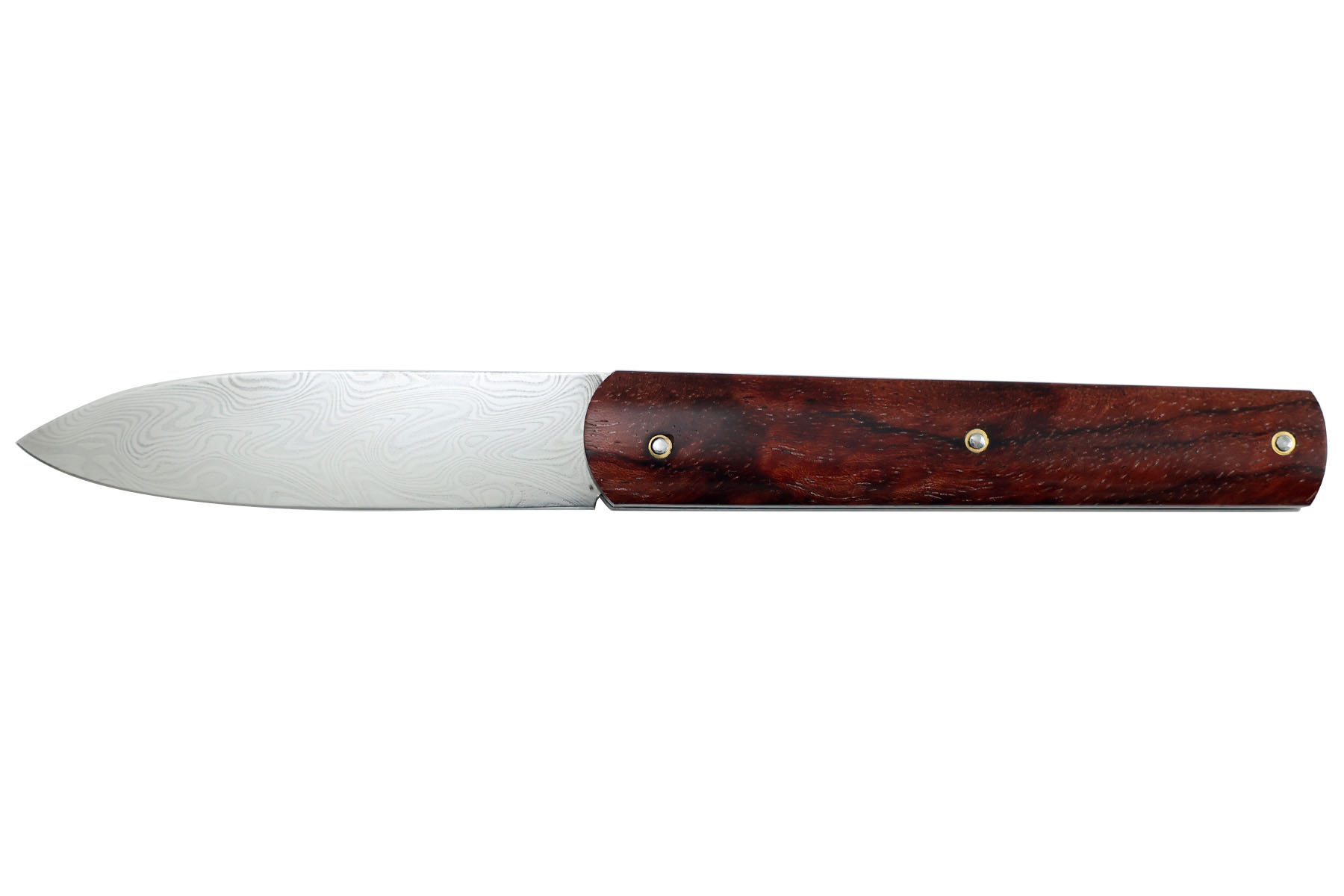 Couteau modèle "le Parisii" manche en bubinga, lame damas