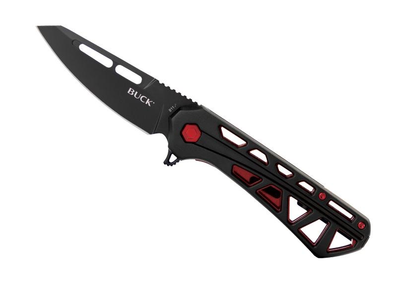 Couteau pliant Buck Trace Ops - manche 12 cm aluminium anodisé noir et rouge