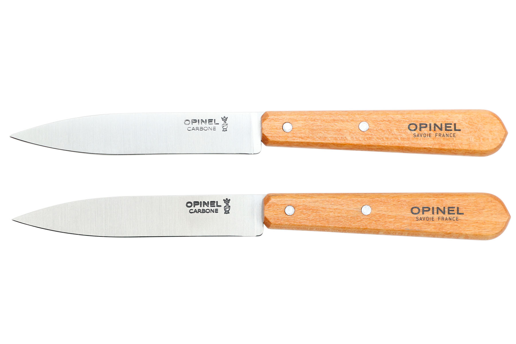 Lot de 2 couteaux d'office Carbone Opinel N°102 - manche hêtre