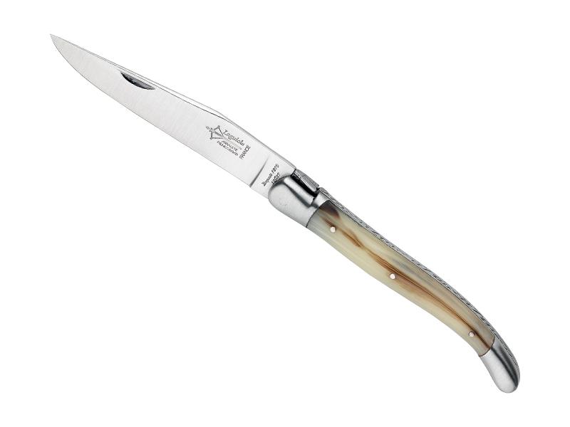 Couteau Laguiole G. David Arbalète mitres inox mat - manche corne blonde 12 cm