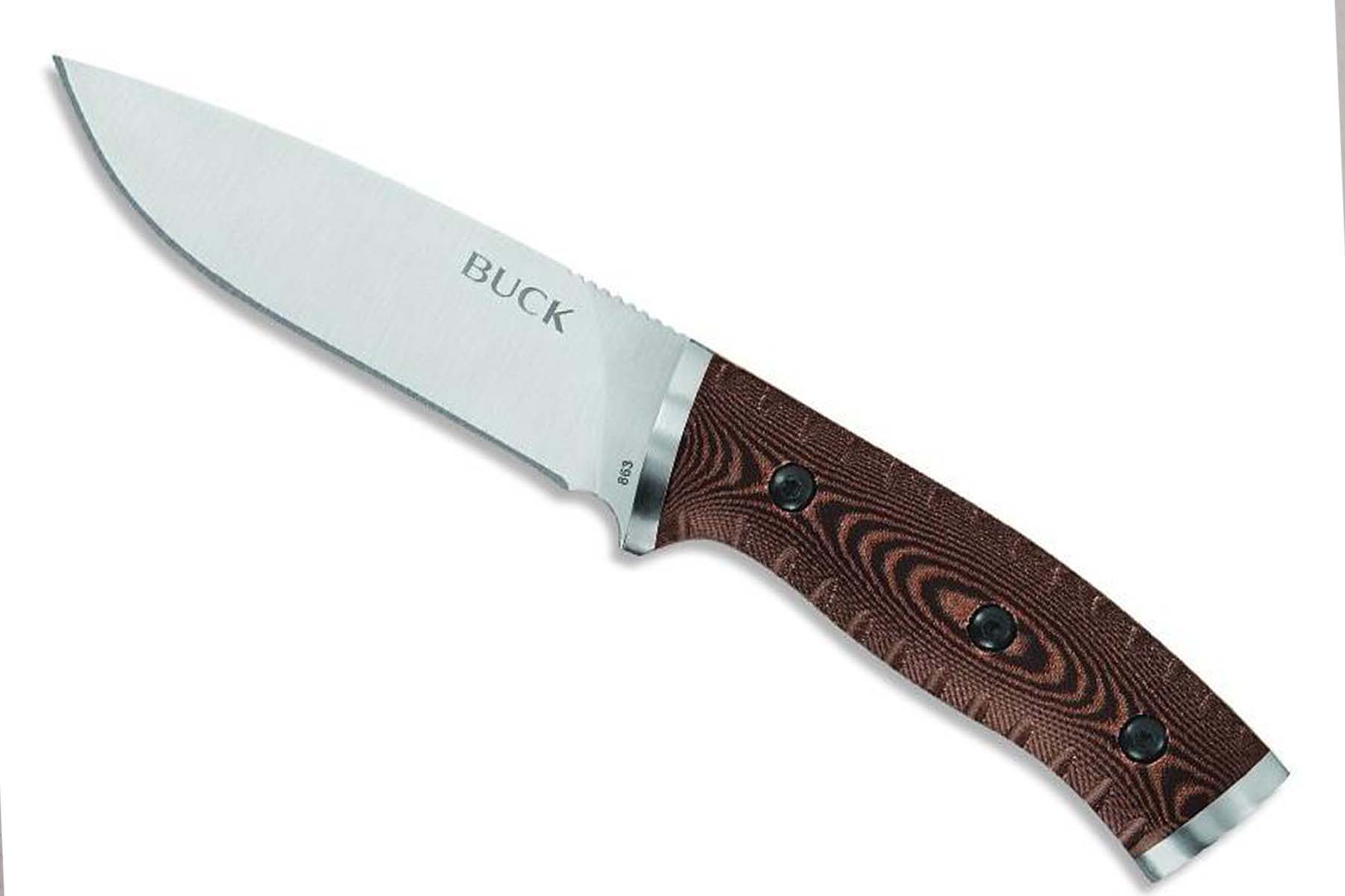 Poignard Buck Selkirk n° 0863BRS - lame 12 cm acier, manche micarta marron/noir veiné