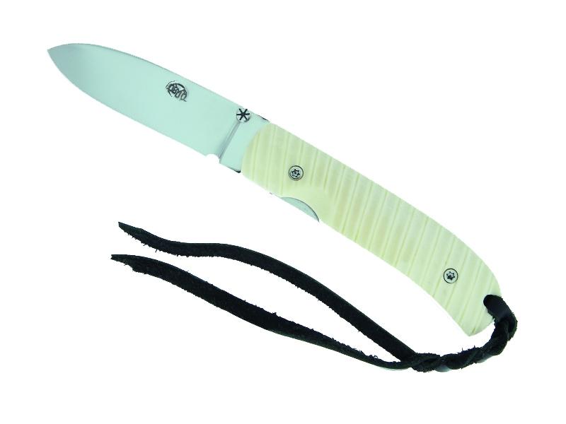 Couteau Citadel Fidel - manche 11 cm os de buffle  zebra intercalaires rouges avec lacet