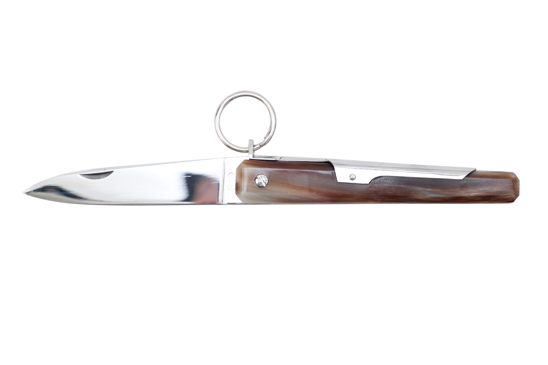 Couteau par Jacques Mongin modèle "Facette" en corne  BLONDE