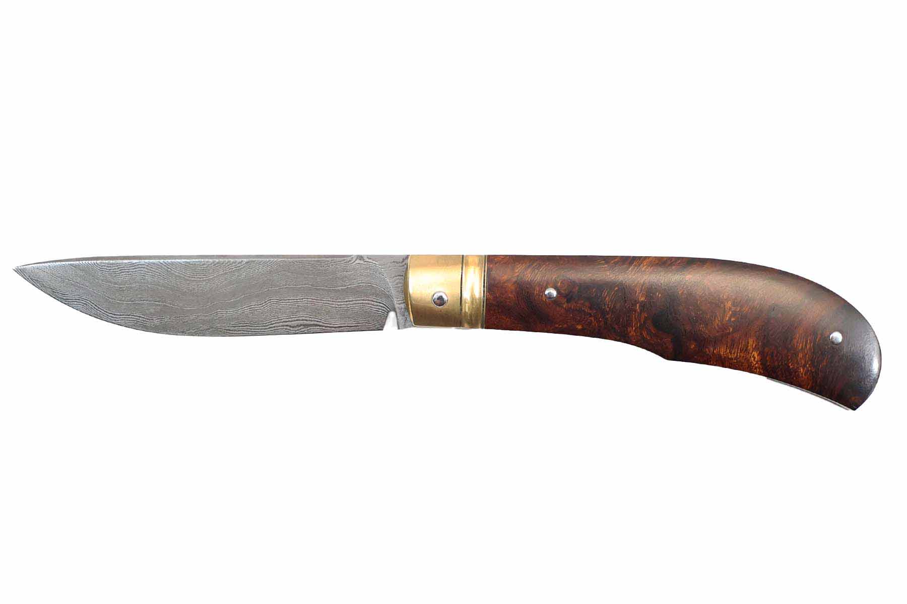Couteau pliant artisanal "Honoré Vilain" Loupe de bois de fer