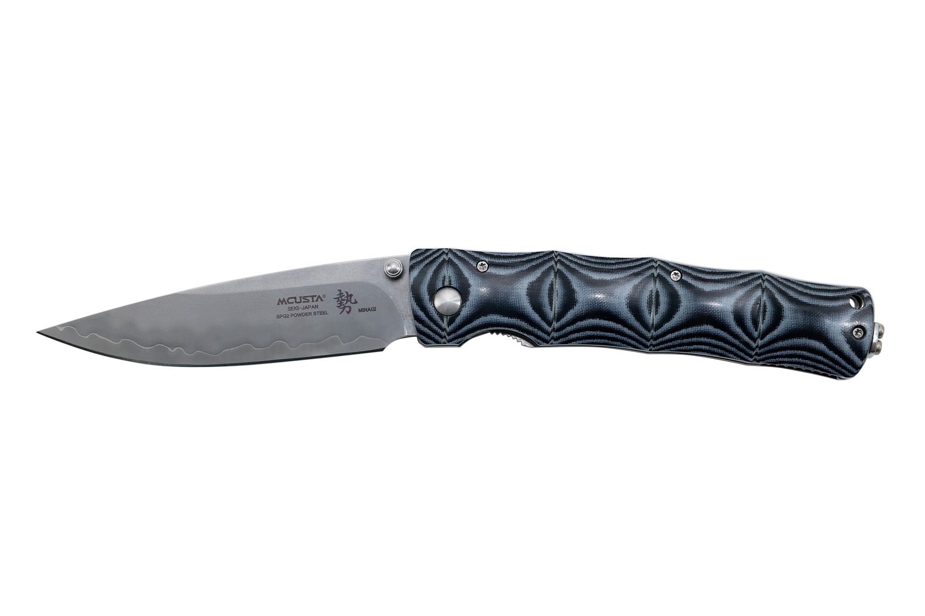 Couteau pliant japonais Minagi - manche micarta bleu 11,5 cm