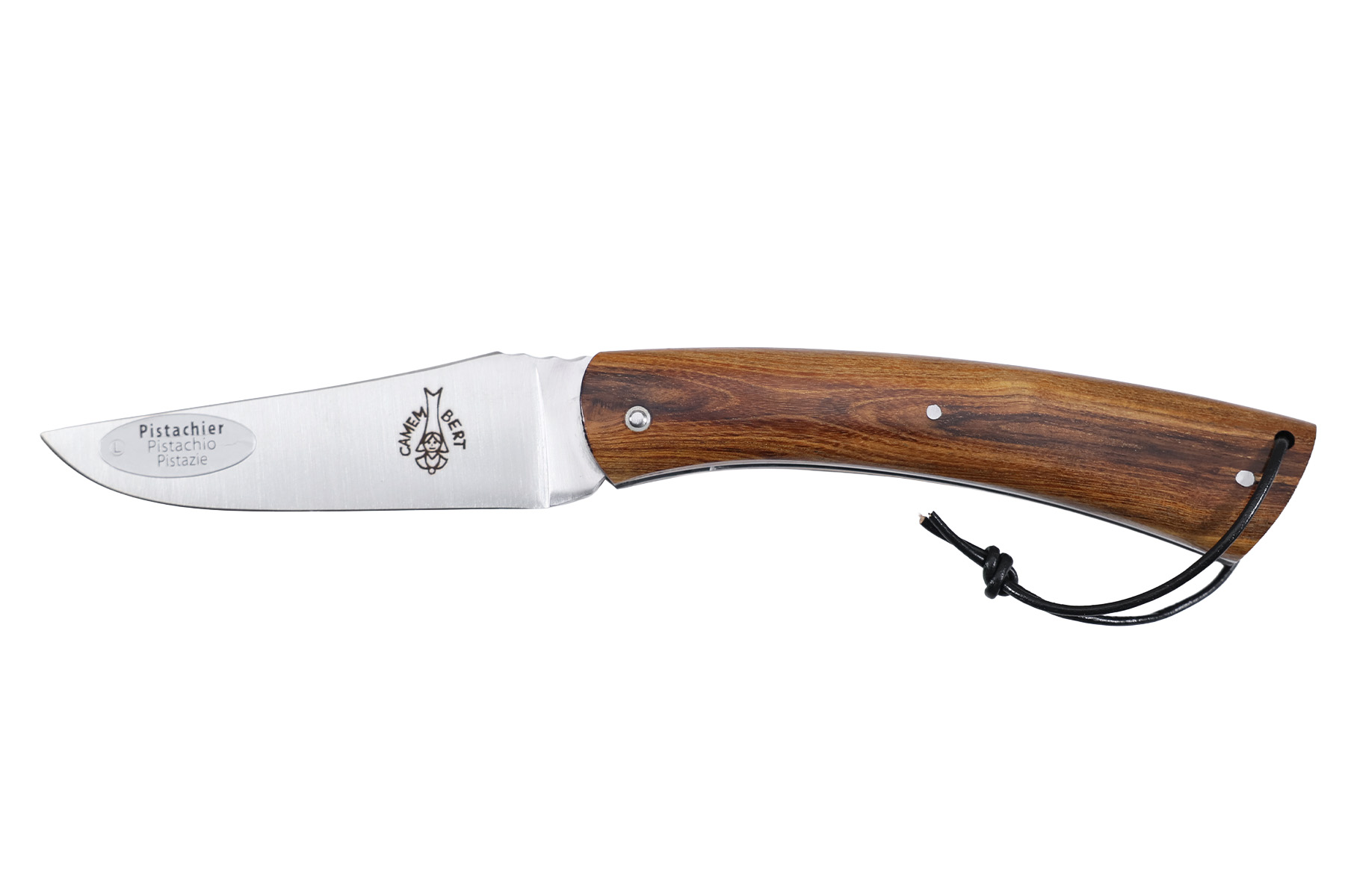 Couteau Régional Le Camembert - pistachier - platines guillochées spirale