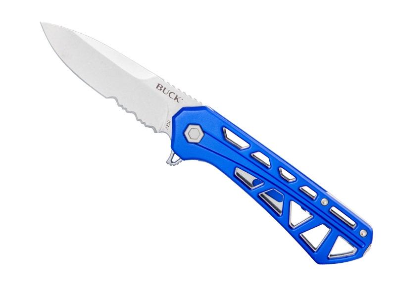 Couteau pliant Buck Trace - manche 12 cm aluminium anodisé bleu