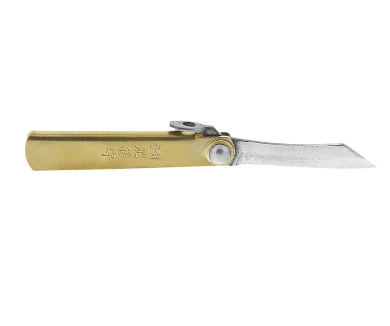 Couteau mini Higonokami modèle luxe - manche 55 mm laiton