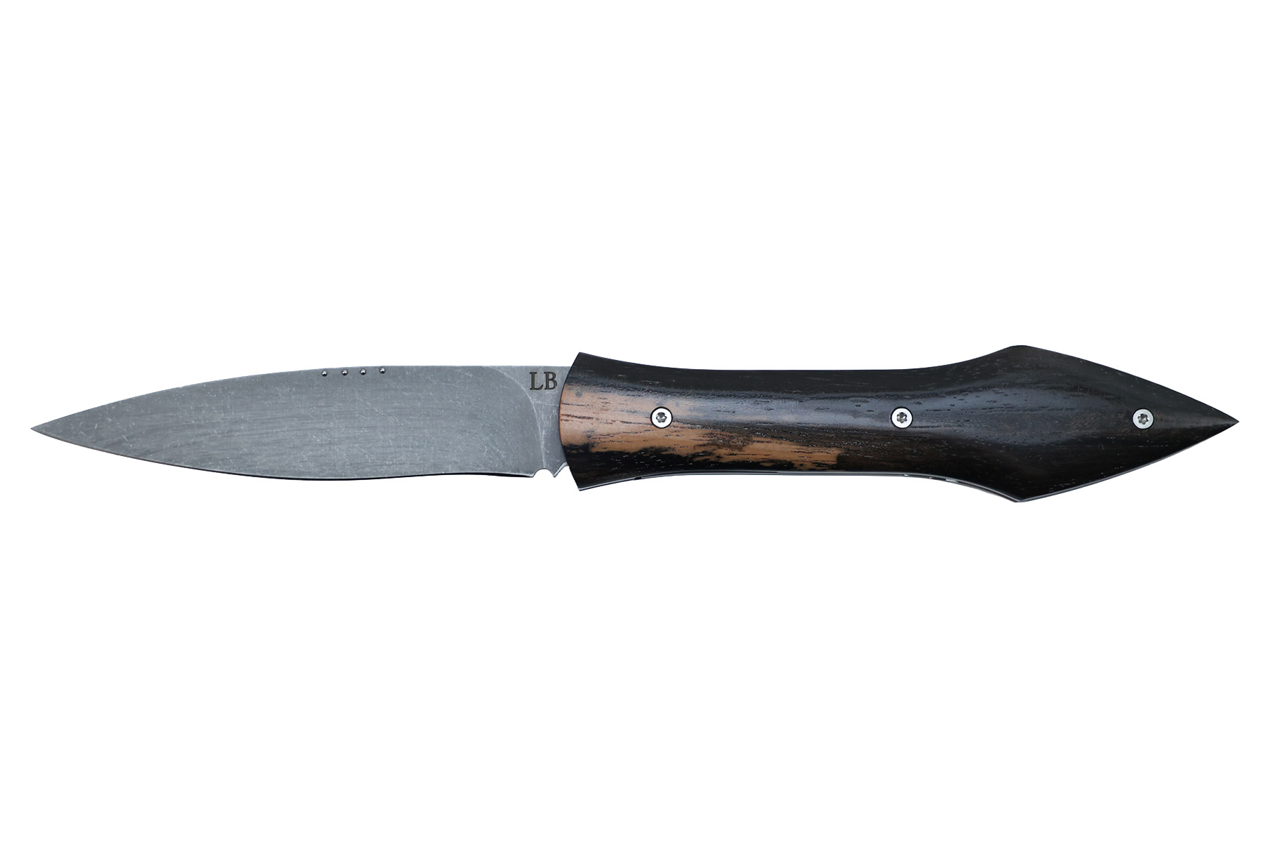 Couteau pliant artisanal L'Oegopsyde par Laraud Blade - ébène blanc