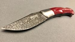 Couteau pliant Böker "BOXER" damas design par Raphaël Durand - manche 10 cm micarta bordeaux
