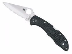 Couteau Spyderco Delica 4 noir à dents - manche 11 cm nylon/fibre de verre noir