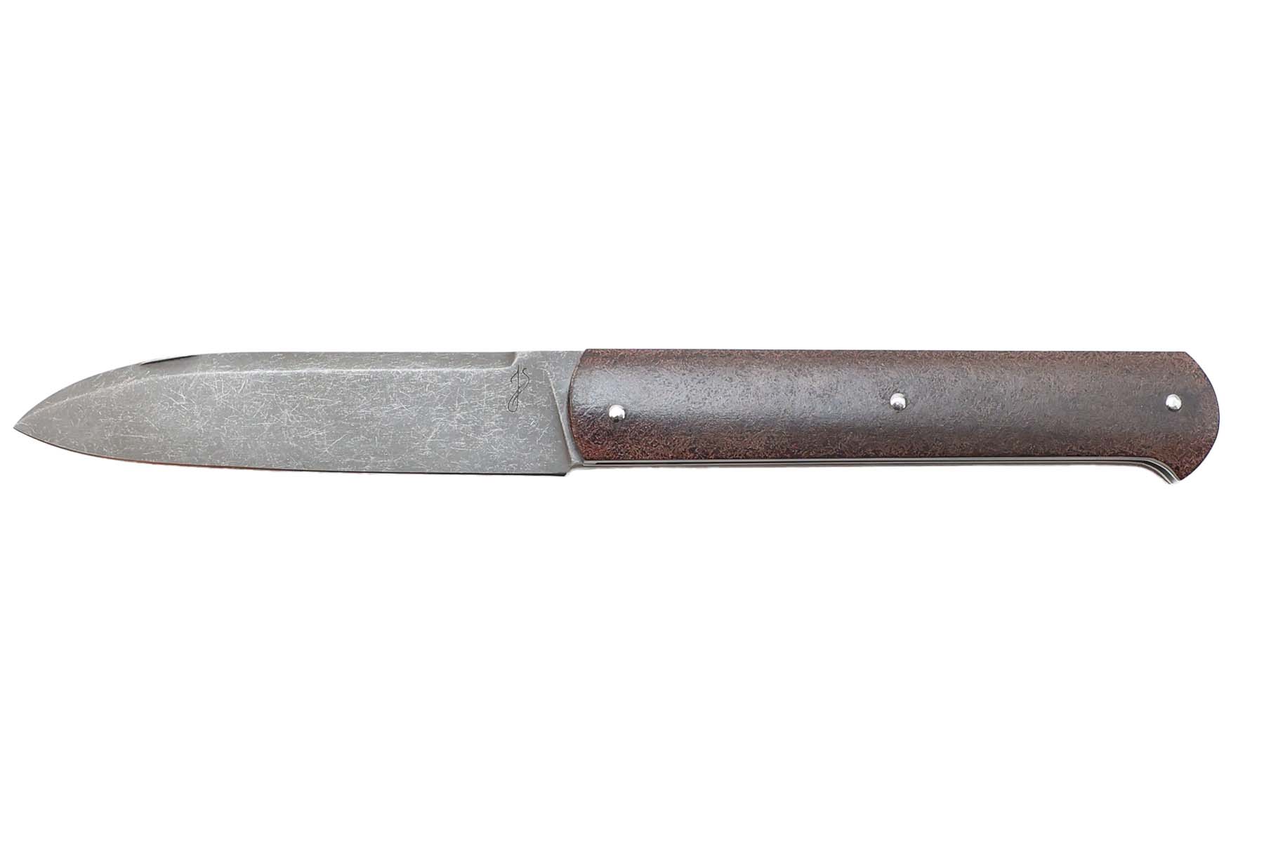 Couteau pliant artisanal de jérôme Symphorien modèle Yssingeaux - cuir