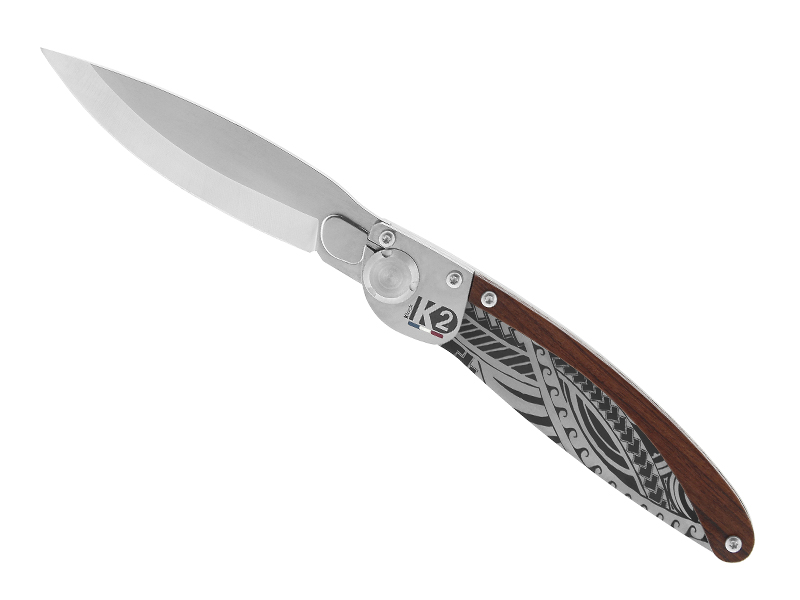 Couteau K2 - ® manche 11.5 cm décor polynésien