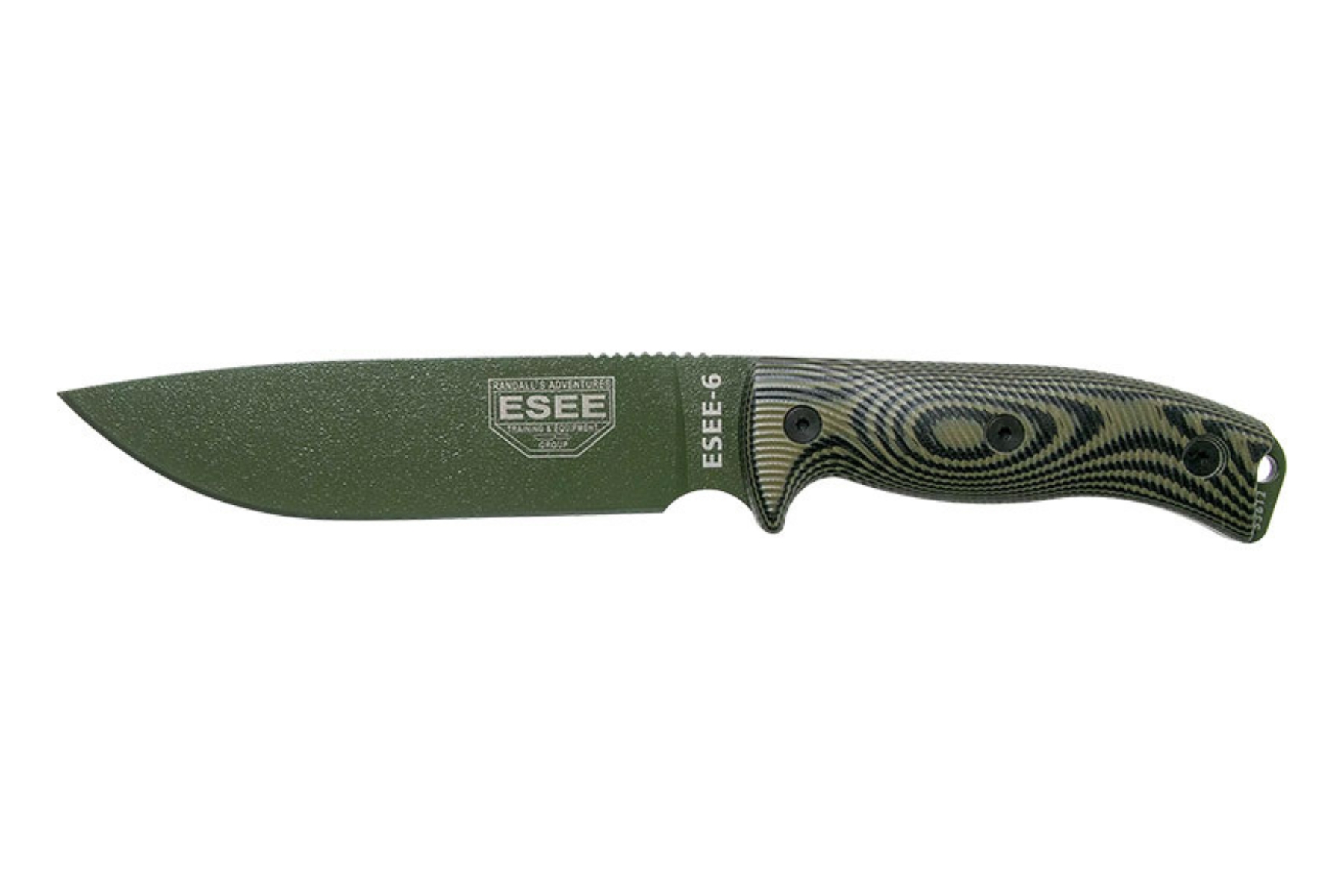 Couteau de survie par Esee - "6 green/black blade" lisse