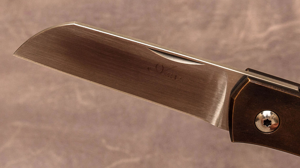 Couteau pliant artisanal de Jens Anso modèle "Monte Carlo" - bronze
