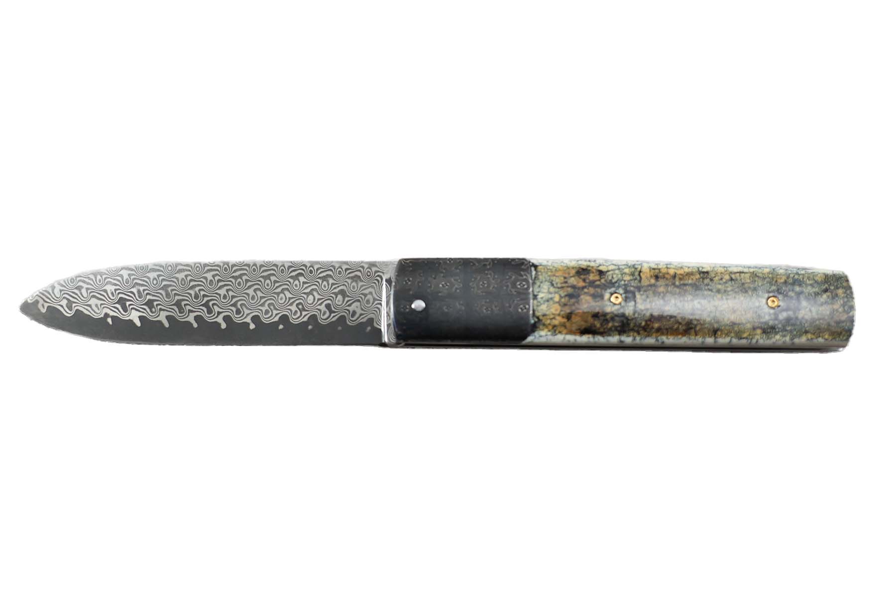 Couteau pliant artisanal Morse et Mammouth par Éric Depeyre