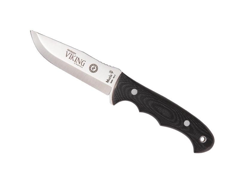 Poignard MUELA VIKING - lame 11 cm acier traitement cryogénique CRYO-T - manche micarta noir avec intercalaires fibre rouge