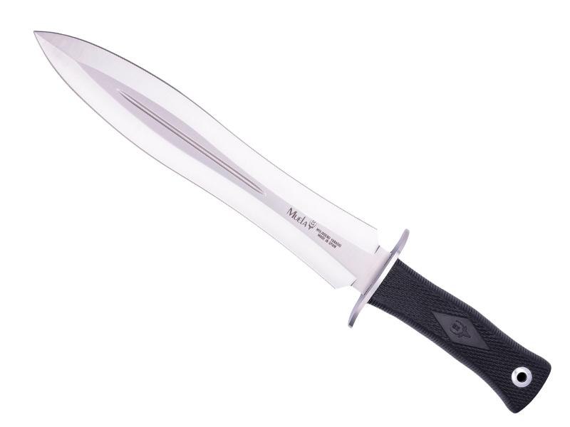 Dague MUELA BW - lame double tranchant 24 cm acier inox - manche gomme noire