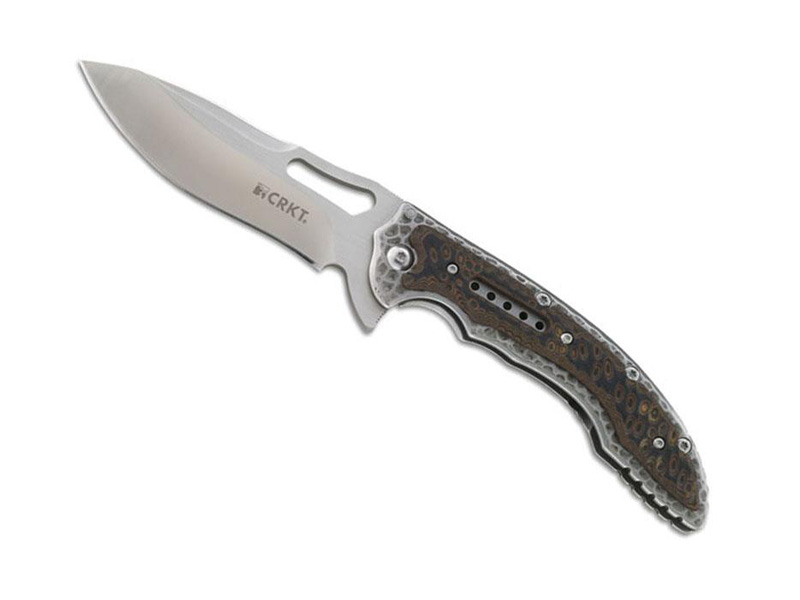 Couteau CRKT Fossil - manche 12,5 cm inox martelé