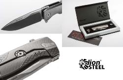 Couteau pliant LIONSTEEL ROK - manche monobloc SOLID® 11 cm titanium gris