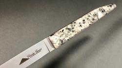 Couteau pliant par Charles Canon manche en Granit du Mont Blanc "Le Terril"